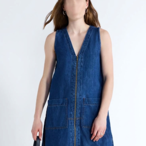 Sleeveless Zippered Denim Vest Dress