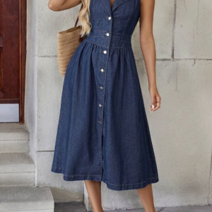 Sleeveless Denim Midi Dress
