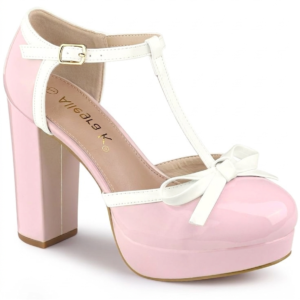 Vintage Pink T-Strap Platform Pumps