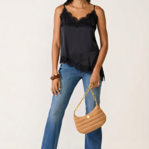 Satin Lace Cami & Flare Jeans