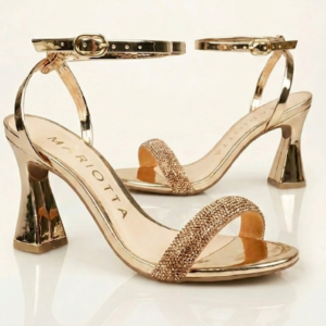 Metallic Gold Strass Heeled Sandals