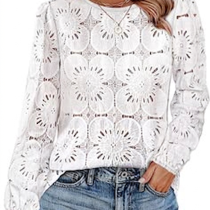 White Lace Blouse & Denim Jeans