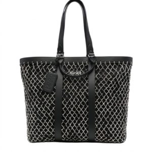 Kenzo Black Cut-Out Mesh Designer Tote Bag