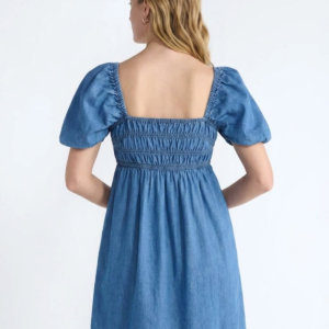 Chambray Smocked Mini Dress