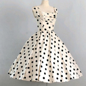 Vintage 1950s Polka Dot Swing Dress