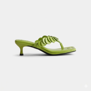 Sculpted Scallop-Strap Kitten Heels