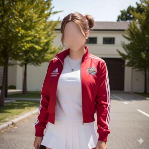Sporty Red & White Tennis Skirt Set for Women