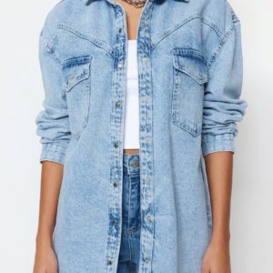 Oversized Western Denim Button-Down Shirt