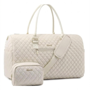 Quilted Travel Duffle & Cosmetic Bag Set