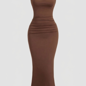 Elegant Cowl Neck Ruched Maxi Dress