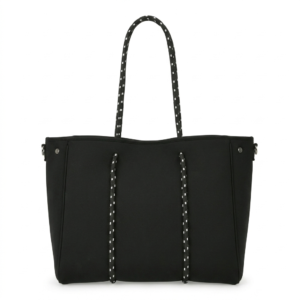 Black Neoprene Beach Tote Bag with Matching Pouch