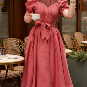 Vintage French Linen Midi Dress