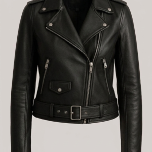 Stylish Black Leather Biker Jacket for Women