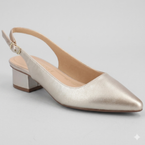 Shimmering Sophistication: The Champagne Slingback Block Heel