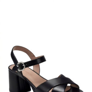 Black Criss-Cross Platform Block Heels