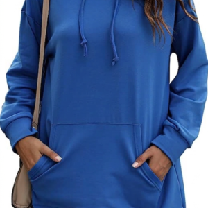 Casual Blue Oversized Hoodie Dress for Women